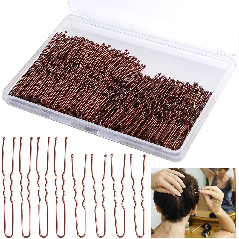 WSICSE 200Pcs 2.4 & 2Inches Hair Pins for Buns Hair Bun Pins Bun Hair Pins With Storage Box for Women Girls and Hairdressing Salon (Brown) - Image 1