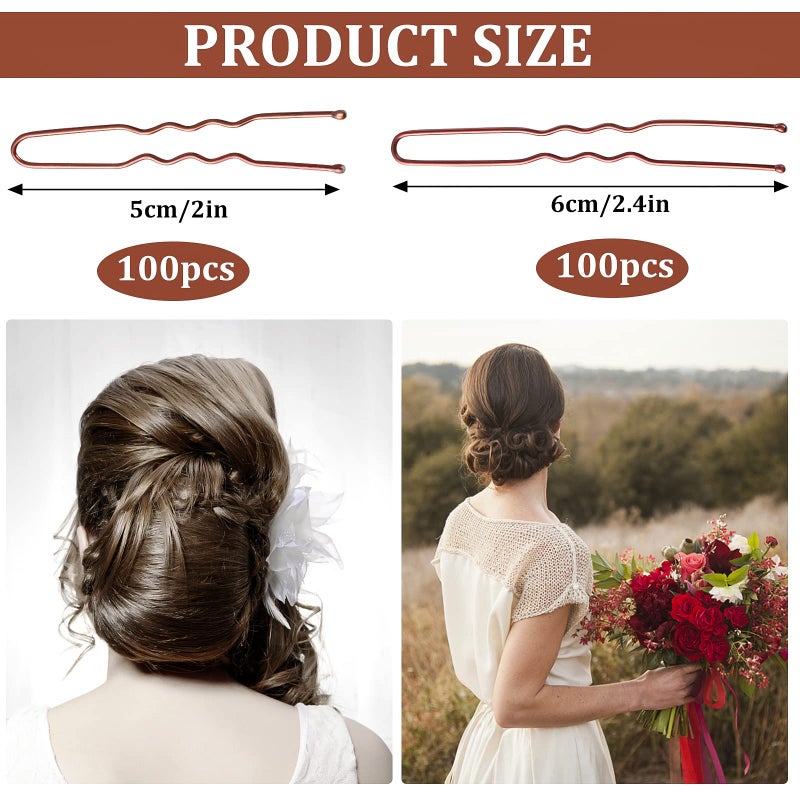 WSICSE 200Pcs 2.4 & 2Inches Hair Pins for Buns Hair Bun Pins Bun Hair Pins With Storage Box for Women Girls and Hairdressing Salon (Brown) - Image 2