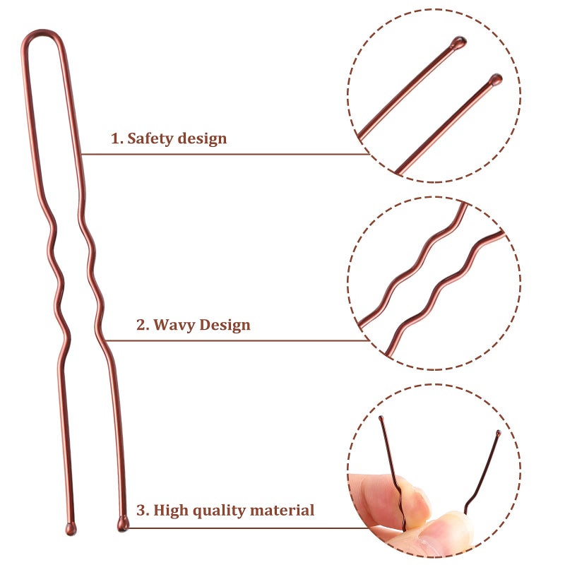 WSICSE 200Pcs 2.4 & 2Inches Hair Pins for Buns Hair Bun Pins Bun Hair Pins With Storage Box for Women Girls and Hairdressing Salon (Brown) - Image 3
