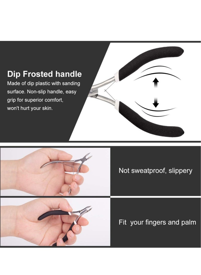 2 Pack Cuticle Trimmer, Dead Skin Remover Clipper, Non-Slip Professional Cuticle Nipper Stainless Steel Cutter, 1/2 Jaw (7 mm) Cuticle Cutter- Black - Image 4