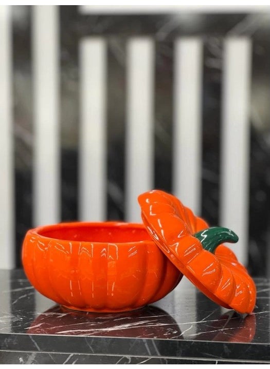 Devigo Pumpkin Sugar Bowl with Lid Sugar Bowl Large Size Sugar Bowl 16 X 16 Cm  - Image 2