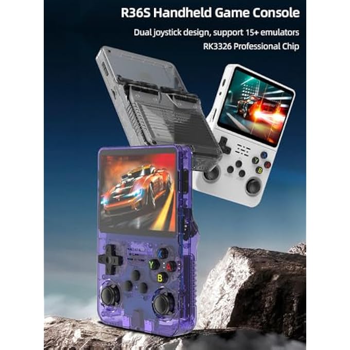 R36S HANDHELD GAME CONSOLE, PORTABLE RETRO GAME CONSOLES WITH 3.5 INCH IPS SCREEN, 3000 MAH BATTERY, 64 GB/128 GB MEMORY, NO TF CARD INCLUDED (64G) - Image 3
