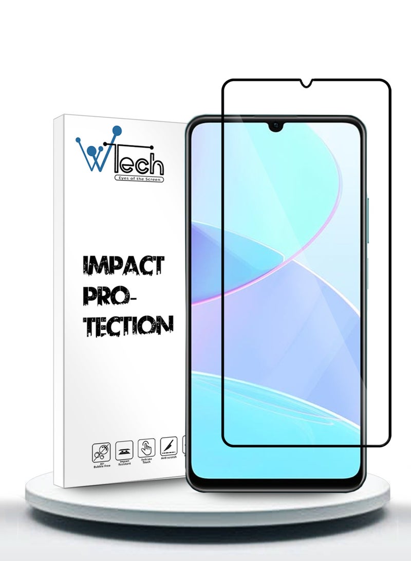 Wtech Realme C51 4G 2023 Premium E2E Full Glue Full Cover Tempered Glass Screen Protector (MSGECN) - Clear/Black - Image 1