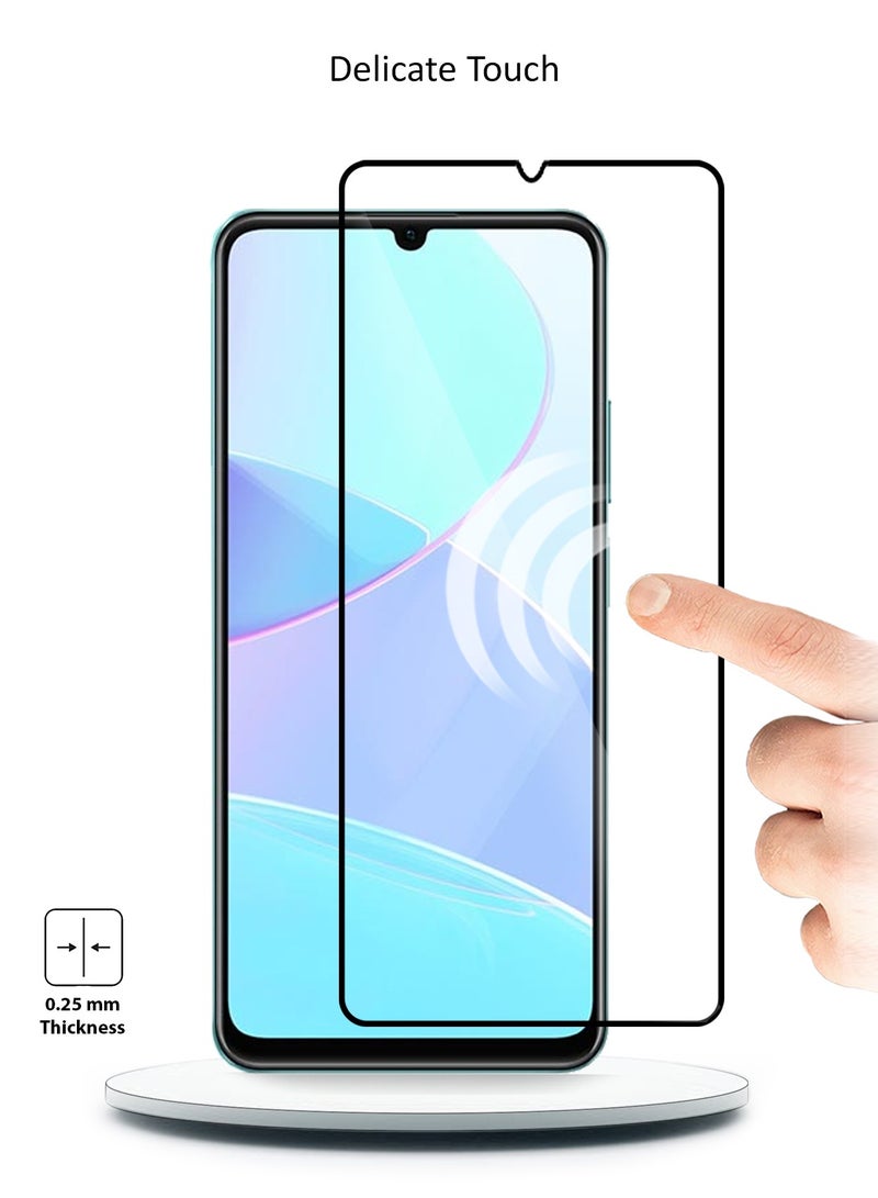 Wtech Realme C51 4G 2023 Premium E2E Full Glue Full Cover Tempered Glass Screen Protector (MSGECN) - Clear/Black - Image 5