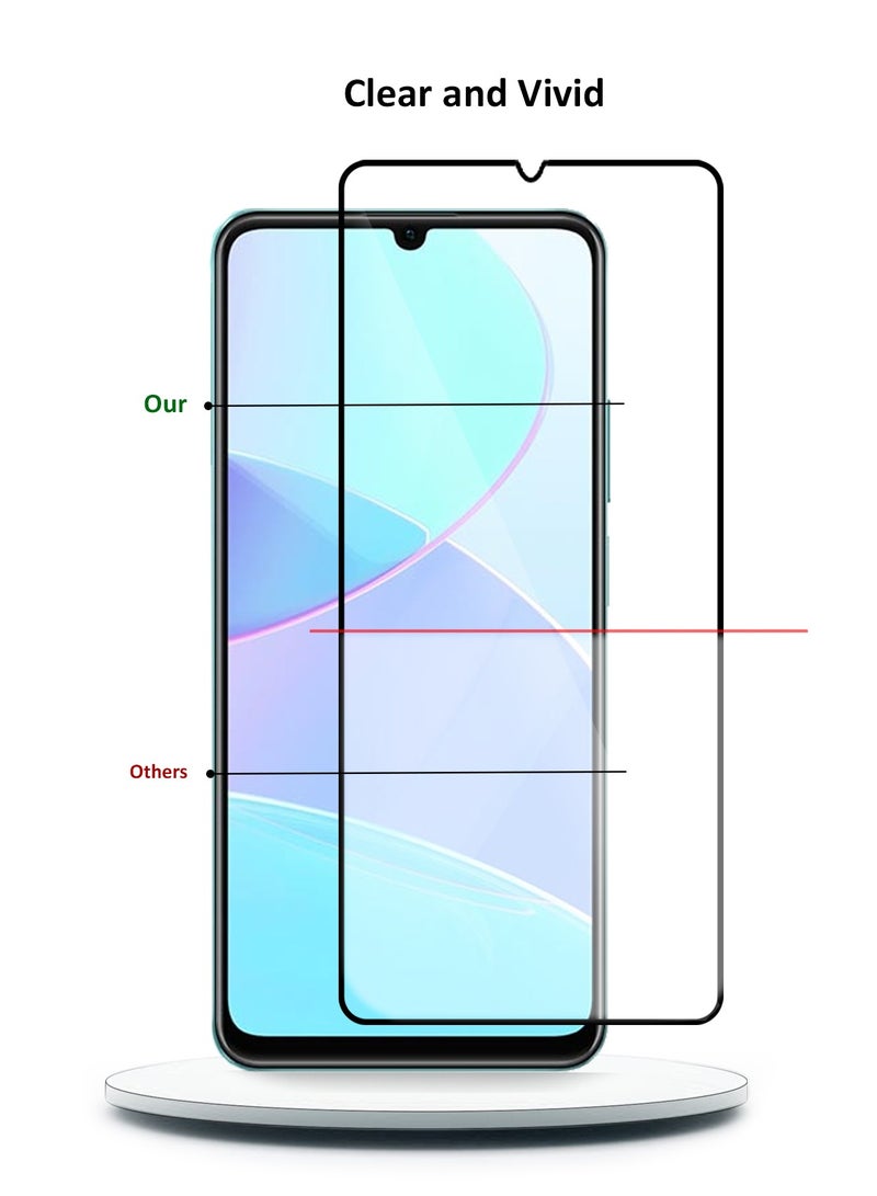 Wtech Realme C51 4G 2023 Premium E2E Full Glue Full Cover Tempered Glass Screen Protector (MSGECN) - Clear/Black - Image 3