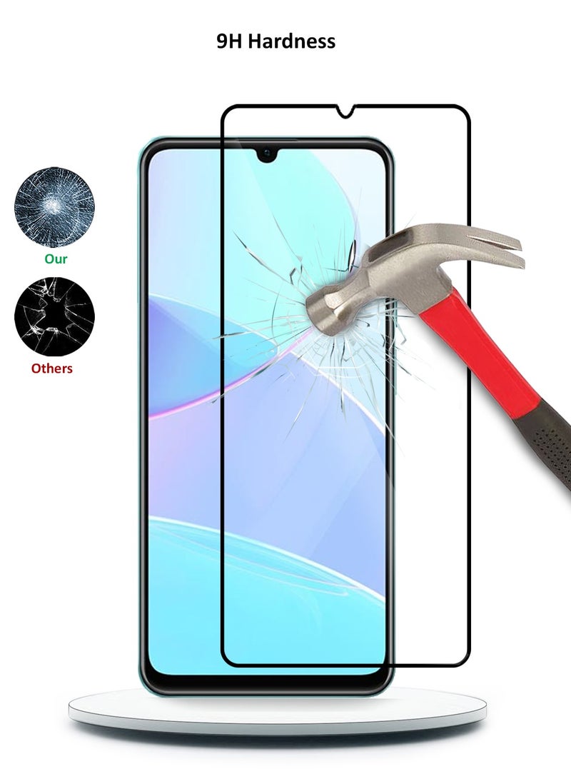 Wtech Realme C51 4G 2023 Premium E2E Full Glue Full Cover Tempered Glass Screen Protector (MSGECN) - Clear/Black - Image 4