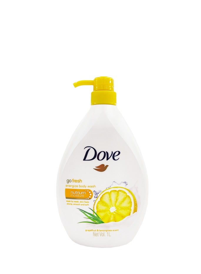 Dove Go Fresh Energize Body Wash Grapefruit & Lemongrass Scent 1 L - Image 1