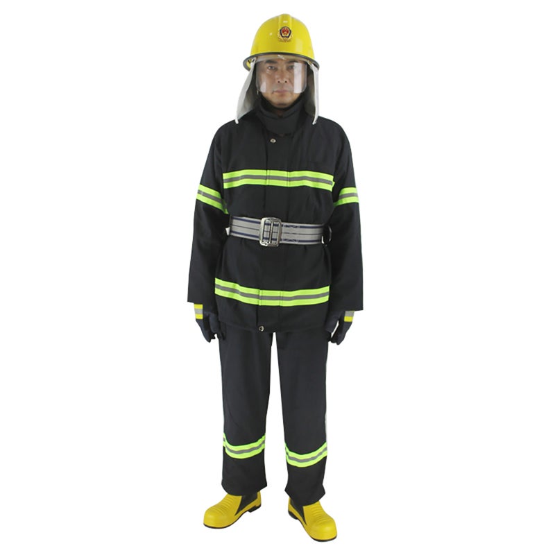Firefighter Suit 185 Size: Pure Cotton Fabric With Overlock Double Stitched Key Parts - Flame Retardant Waterproof Heat Resistant Protective Gear for Firefighters Welding Cold Weather Work