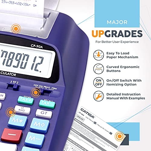 CATIGA Printing Calculator with Tape Print Out - 10 Key Adding Machine with Paper Roll, Desktop Electric Calculator for Accounting, Business, Finance, Home Office Use CP90A - Image 2