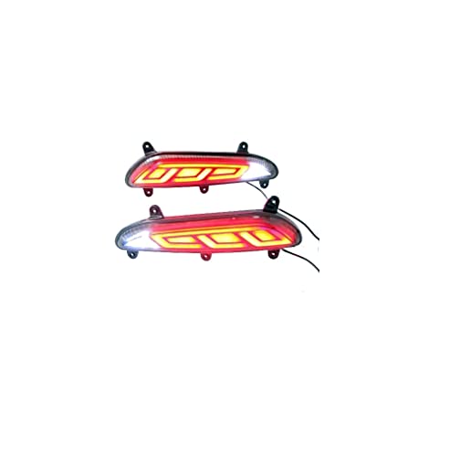 PRIKNIK Car Reflector Bumper Rear/Back Drl with Wiring Reverse Light Function LED Brake Light for H-yundai I20 E-lite (Red)- Set of 2 Pcs - Image 1