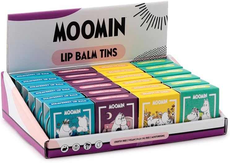 Puckator Moomin Lip Balm in a Tin Lip Care Stick Balms Chapstick Holiday Essentials For Women Family Lipbalm Moisturiser Exfoliator Cream Pretty Cute Lip Blam Bam