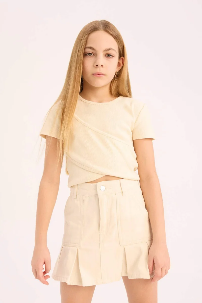 DeFacto Girl Slim Fit Crew Neck Short Sleeve T-Shirt
