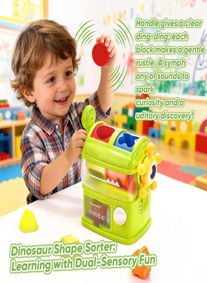 Seozio Shape Sorter Toys for Kids, Monster Eating The Shapes, Montessori Color Matching & Sorting Interactive Learning Toys with 6 Rattle Shape Blocks for Toddlers Gifts. - Image 2