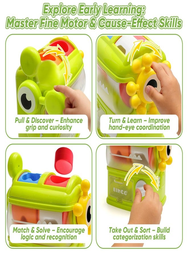 Seozio Shape Sorter Toys for Kids, Monster Eating The Shapes, Montessori Color Matching & Sorting Interactive Learning Toys with 6 Rattle Shape Blocks for Toddlers Gifts. - Image 4