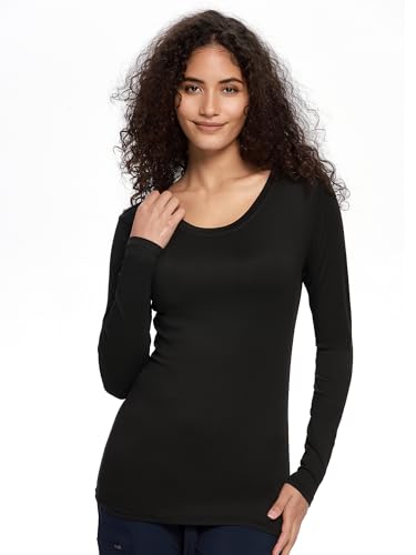 COZYFIT 3 Pack Underscrub Long Sleeve Women Undershirts for Women Soft Fabric Black M - Image 3
