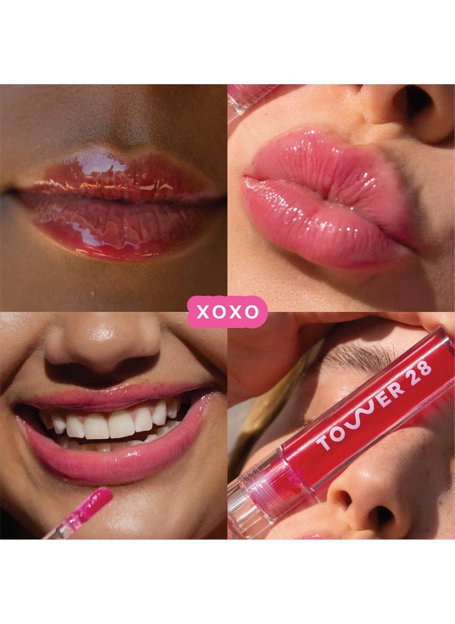 TOWER 28 Shineon Lip Jelly Xoxo ; Non Sticky Vegan Lip Gloss In Sheer Pink ; Moisturizing Apricot And Raspberry Seed Oil ; Clean Cruelty Free  - Image 3