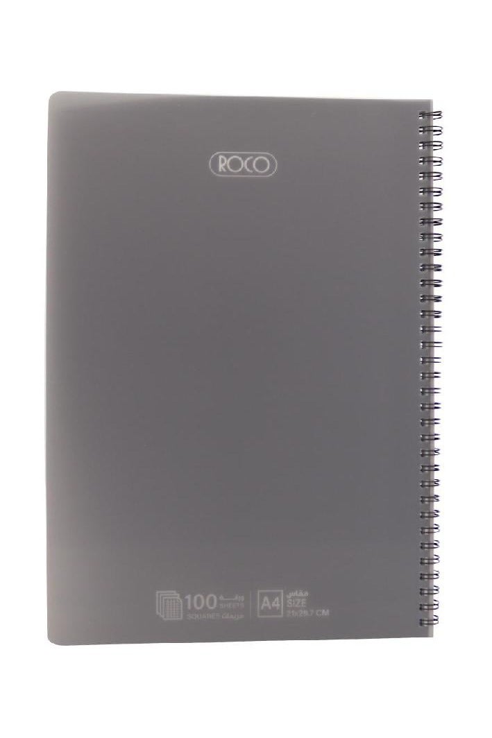 ROCO Notebook, A4, 100 Sheets, Square Ruled, Grey - Image 1