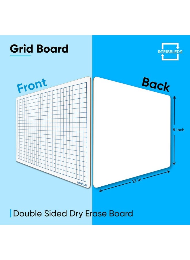 Scribbledo - Dry Erase Grid Whiteboard 9 X 12 Double Sided Graph White Board With Grid Lines For Kids And Students Portable Dry Erase Lapboards For Home School And Classroom - Image 1