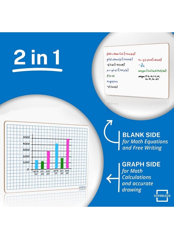 Scribbledo - Dry Erase Grid Whiteboard 9 X 12 Double Sided Graph White Board With Grid Lines For Kids And Students Portable Dry Erase Lapboards For Home School And Classroom - Image 1