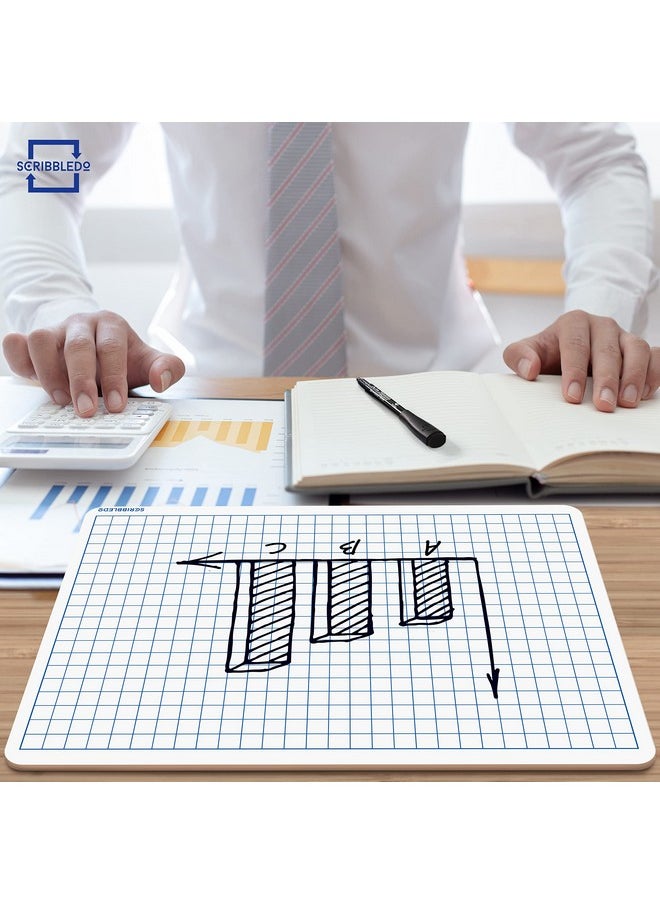 Scribbledo - Dry Erase Grid Whiteboard 9 X 12 Double Sided Graph White Board With Grid Lines For Kids And Students Portable Dry Erase Lapboards For Home School And Classroom - Image 1