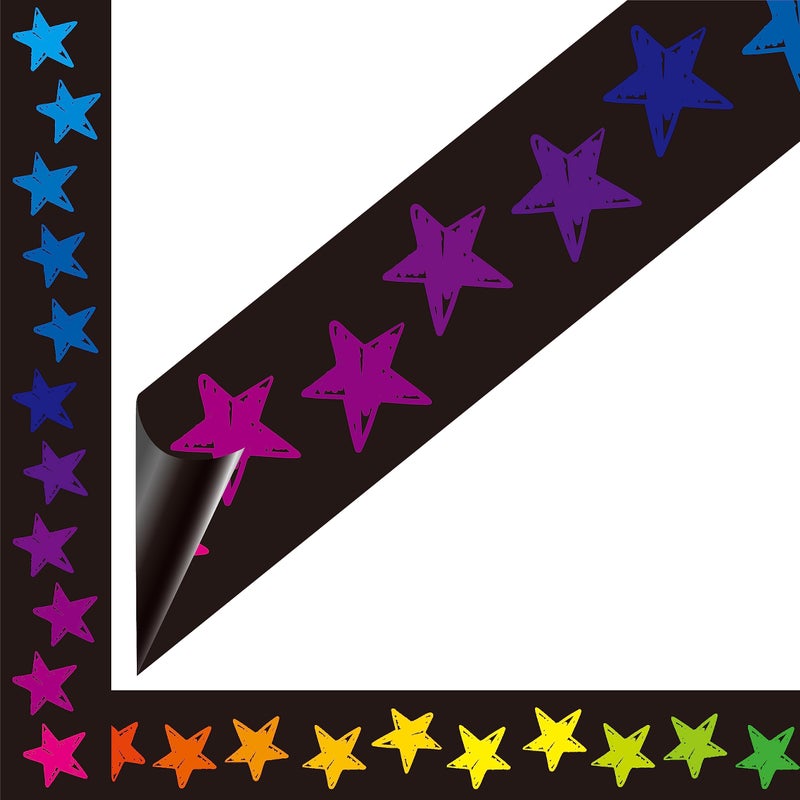 SpriteGru 25 Feet Magnetic Border, 21 Sheet Colorful Stars Bulletin Board Border Whiteboard Blackboard and Metal Surface Decoration for School, Office & Home Use, Easy to Install and Reusable - Image 1
