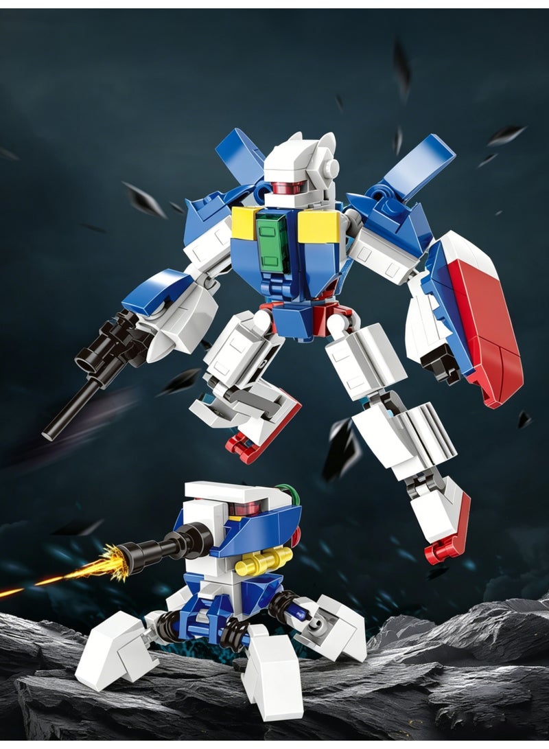 2 In 1 Guardian Robot Building Blocks Set Posable Mecha Warrior Bricks Kit 158 Pcs ABS Constructible Action Figure With Movable Joints Creative STEM Educational Building Toy Gift For Kids Boys Girls Ages 6 And Up Birthday Holiday Home Play Collection - Image 1
