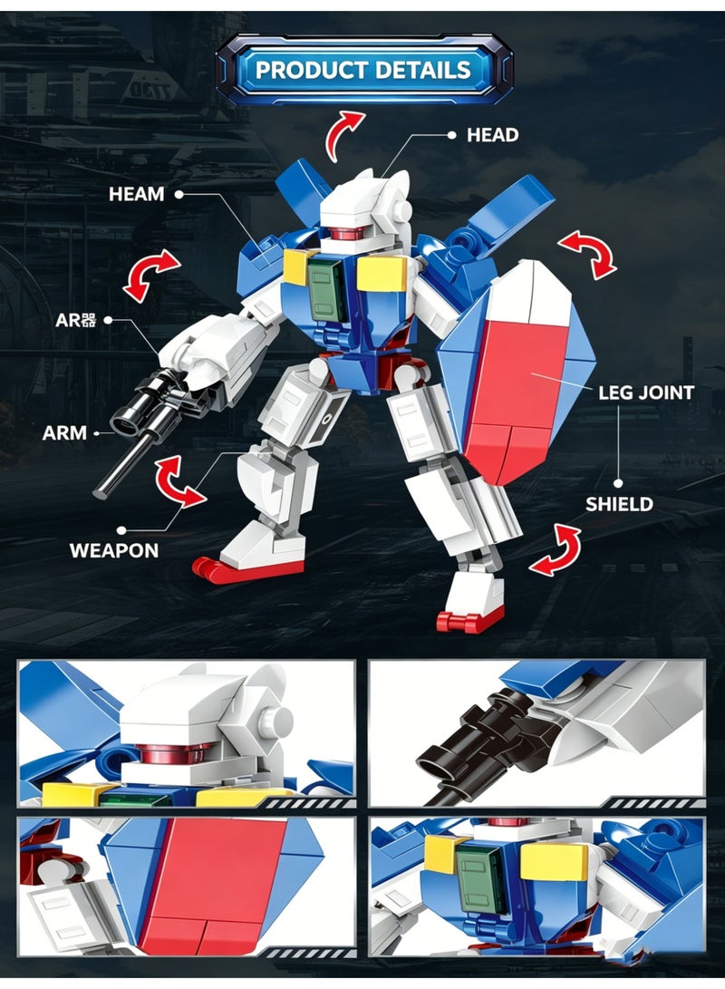 2 In 1 Guardian Robot Building Blocks Set Posable Mecha Warrior Bricks Kit 158 Pcs ABS Constructible Action Figure With Movable Joints Creative STEM Educational Building Toy Gift For Kids Boys Girls Ages 6 And Up Birthday Holiday Home Play Collection - Image 3