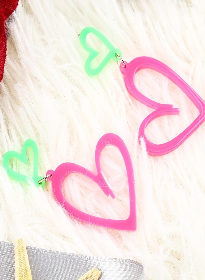 Cifudec Heart Earrings Dangle Valentine's Day Earrings Heart Earrings Cute Love Dangling Heart Earrings for Women, Normal, Acrylic, No Gemstone - Image 4