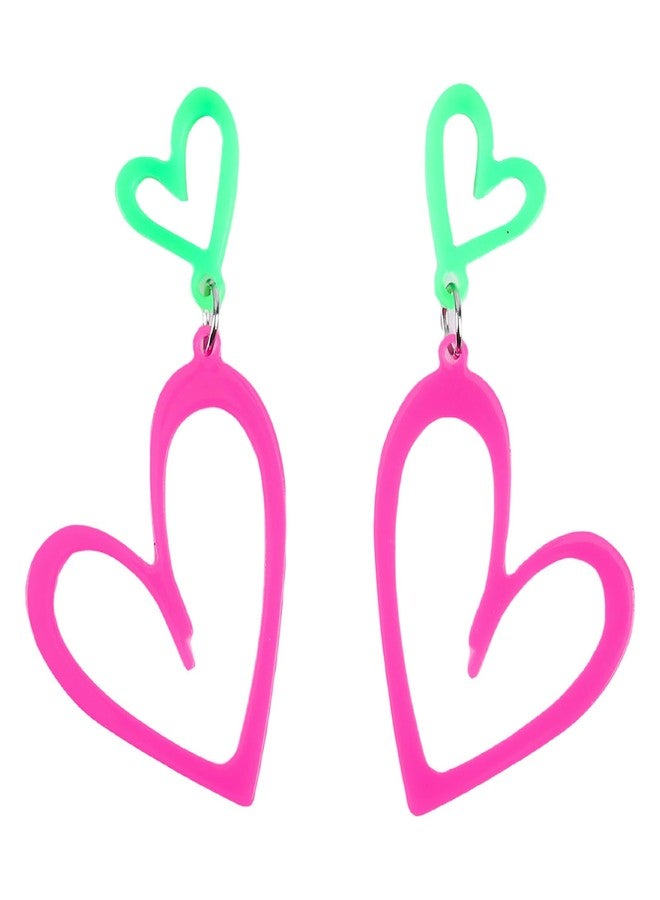 Cifudec Heart Earrings Dangle Valentine's Day Earrings Heart Earrings Cute Love Dangling Heart Earrings for Women, Normal, Acrylic, No Gemstone - Image 1