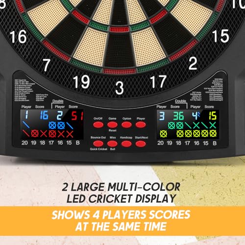 Haoteey Electronic Dart Board, 2 Large Colorful LEDs Dartboard, 43 Games 320 Variants, Digital Soft Tip Dartboards Set with 6 Darts, 100 Tips - Image 3