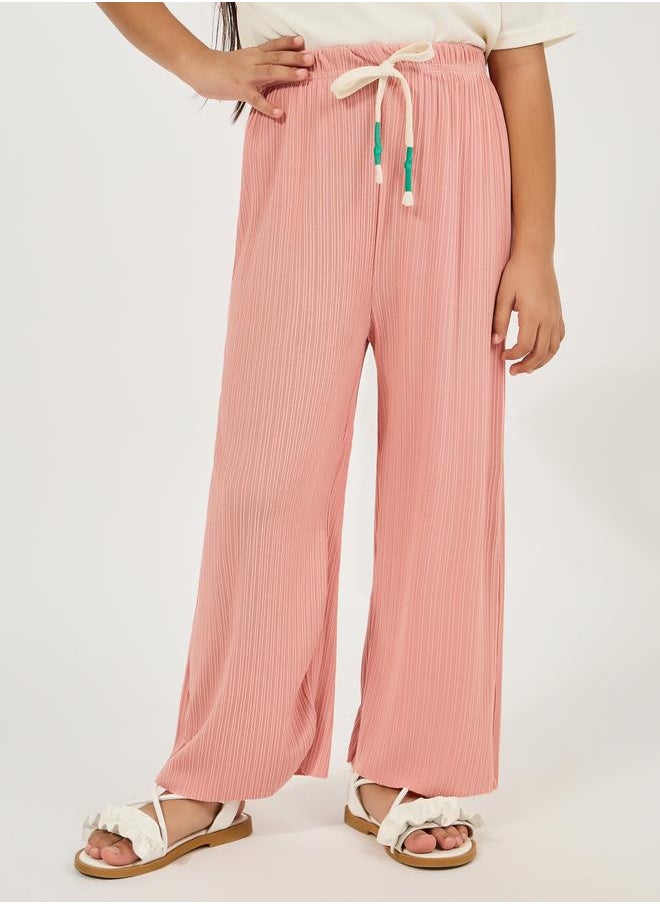 Styli Styli Textured Wide Leg Pants with Drawstrings  - Image 1