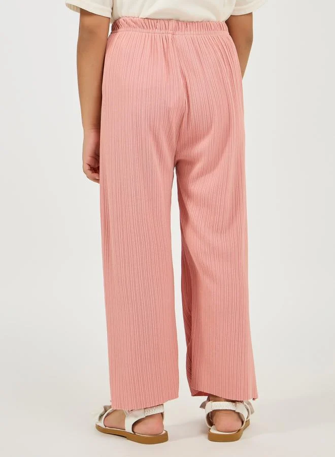 ستايلي Styli Textured Wide Leg Pants with Drawstrings