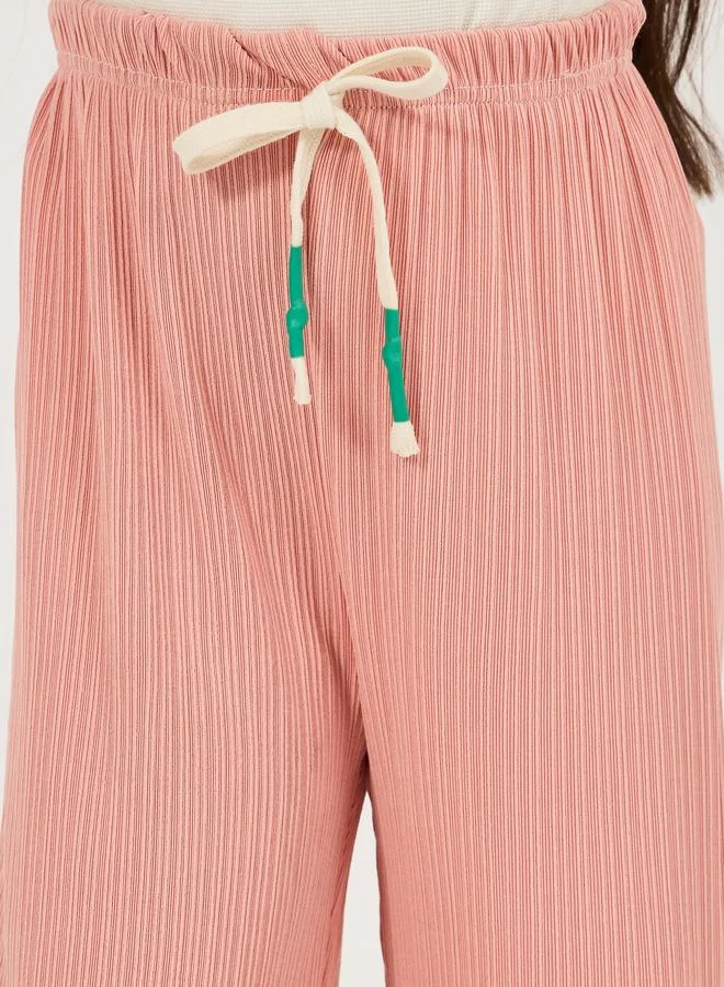ستايلي Styli Textured Wide Leg Pants with Drawstrings