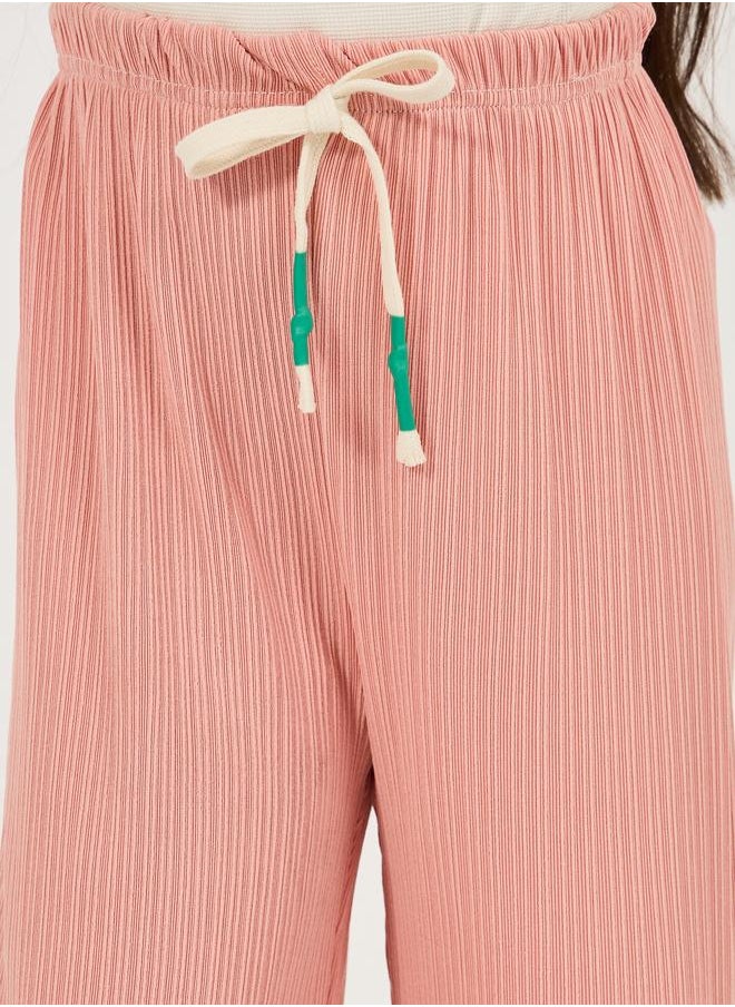Styli Styli Textured Wide Leg Pants with Drawstrings  - Image 3