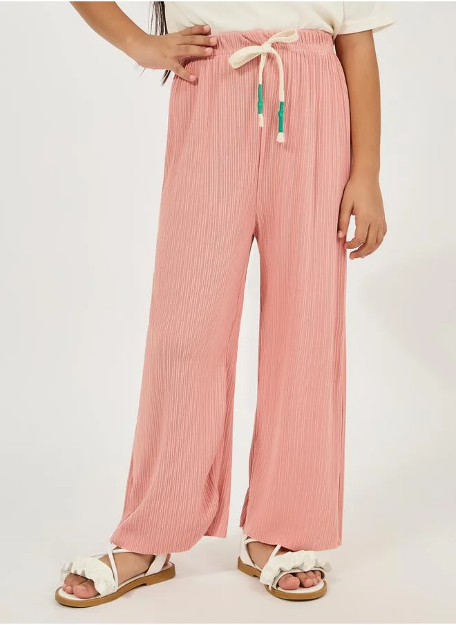 ستايلي Textured Wide Leg Pant with Drawstrings