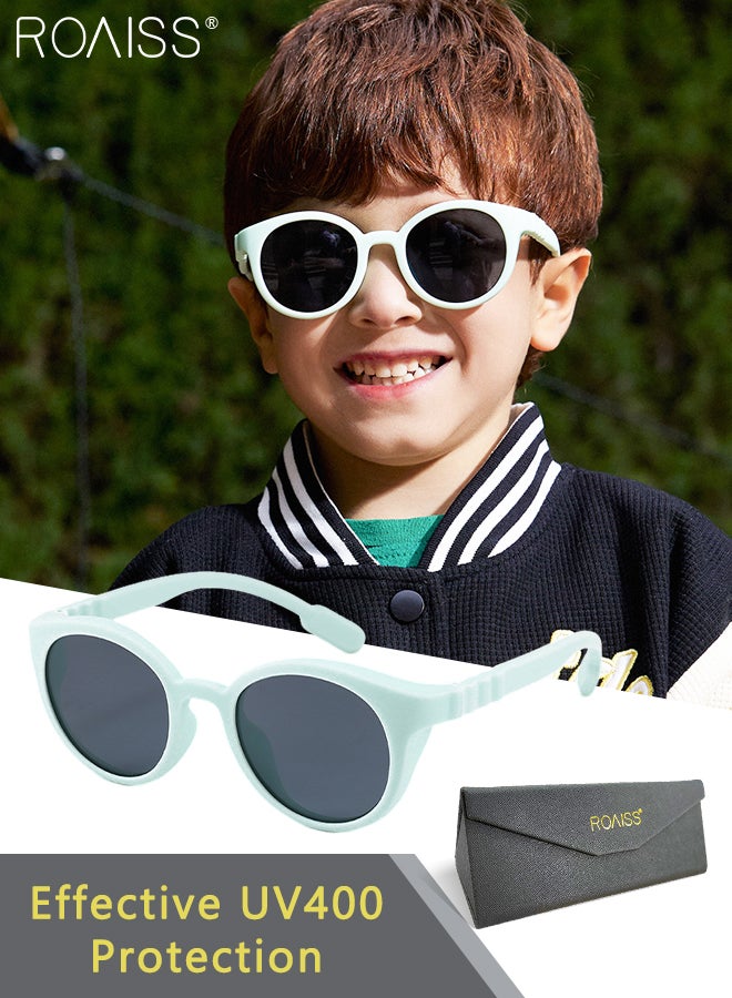 roaiss Kids Sunglasses, UV400 Protection Polarised Sun Glasses, Cartoon Beach Holiday Shades, TPEE Flexible Frame Childrens Eyeglasses for for Boys Girls and Children Age 3-12, Light Green  - Image 1