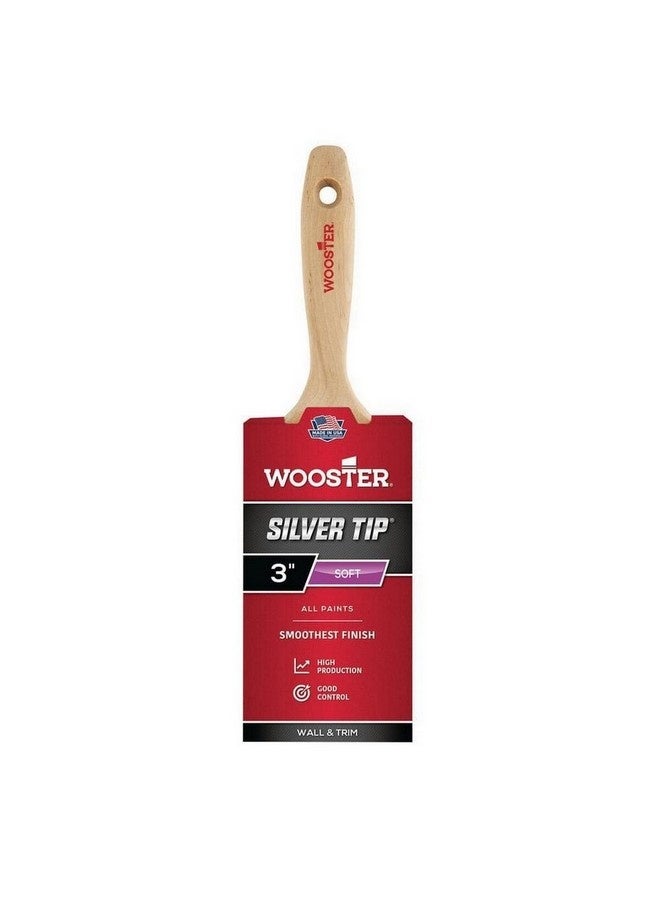 Wooster Silver Tip Polyester High Production Varnish Brush Silver and Beige 3 Inch 0052220030 - Image 1