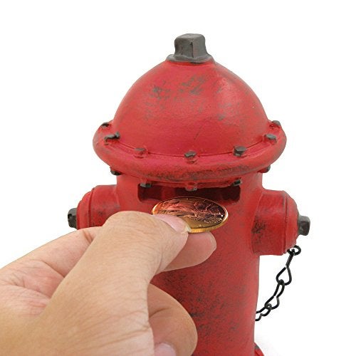 Ornerx Fire Hydrant Money Box Resin Piggy Bank 6" - Image 2
