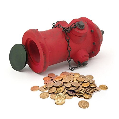 Ornerx Fire Hydrant Money Box Resin Piggy Bank 6" - Image 3