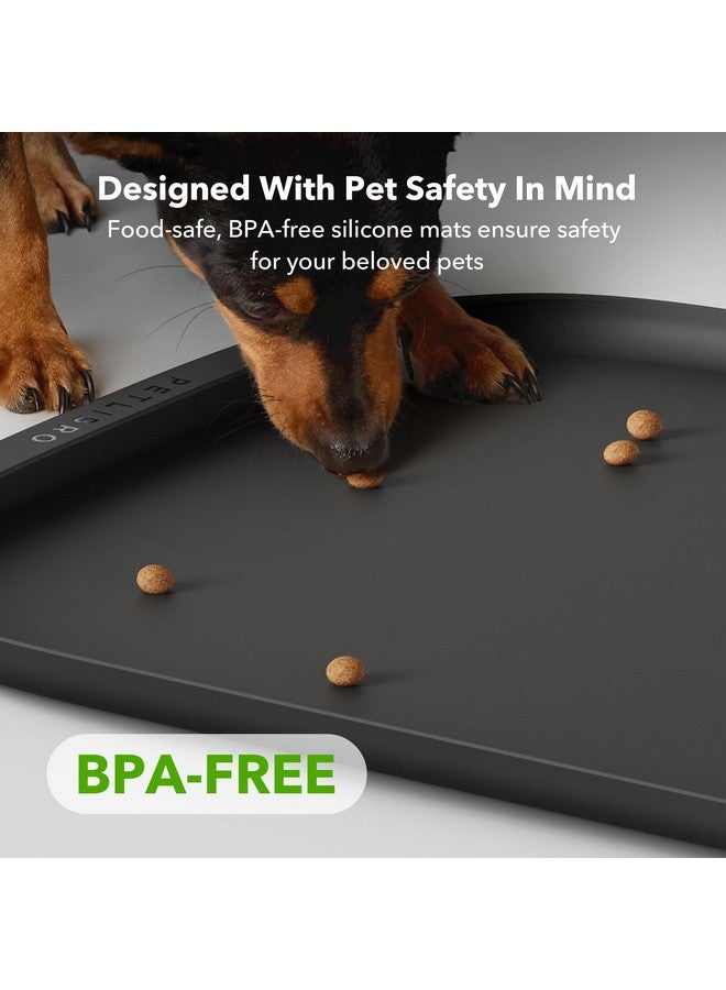 PETLIBRO Dog Food Mat, Safety Silicone Cat Food Mat For Feeder & Fountain, Waterproof Dog Bowl Mats, Raised Edge Spill Protection Floor, Cove Feeding Mat For Pet (Charcoal, 22'' X 16.5'')  - Image 2