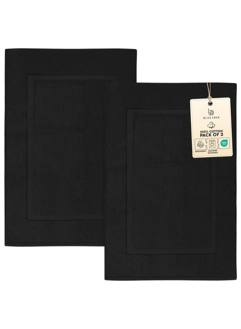 Bliss Casa - Bath Mats (2 Pack, 50 x 80 cm) - 1000 GSM Bathroom Mat for Toilets, Super Soft and Extra Absorbent Floor Mats For Elegant Look (Black) - Image 1