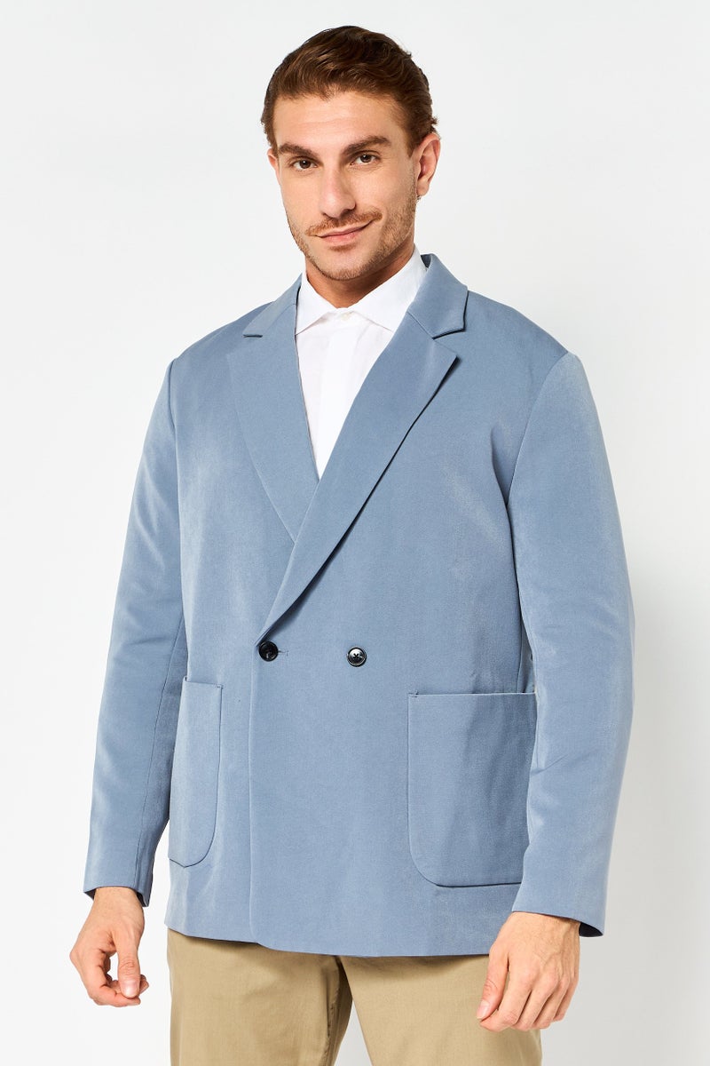 Selected Homme Men Drop Shoulder Regular Fit Plain Casual Blazer, Grey - Image 1