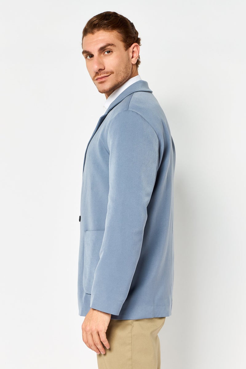 Selected Homme Men Drop Shoulder Regular Fit Plain Casual Blazer, Grey - Image 3