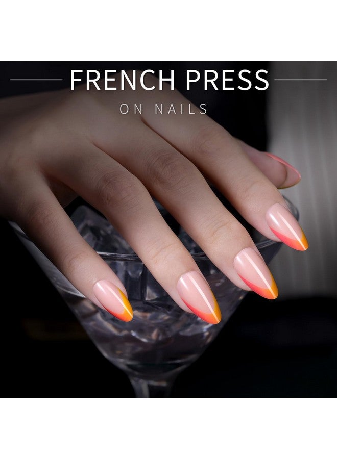 TsMADDTs French Tip Press On Nails Almond, 288Pcs Short Fake Nails Kit With 12 Colors Glossy Glue On Nails For Women, Glitters Press On Nails Short With Nail Glue, Nail File And Cuticle Pushers