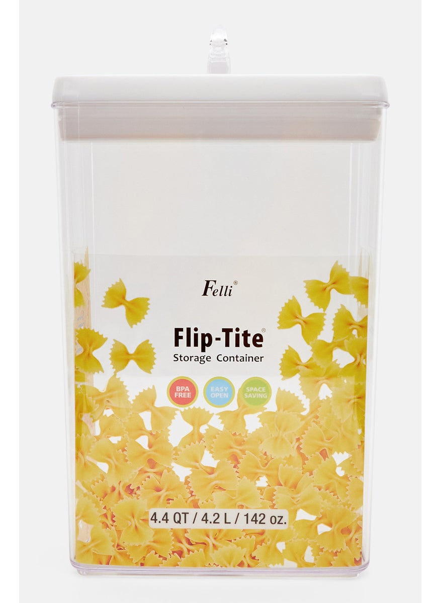 Felli Rectangle Flip Tite Storage Container 4200ml, Transparent/White  - Image 1