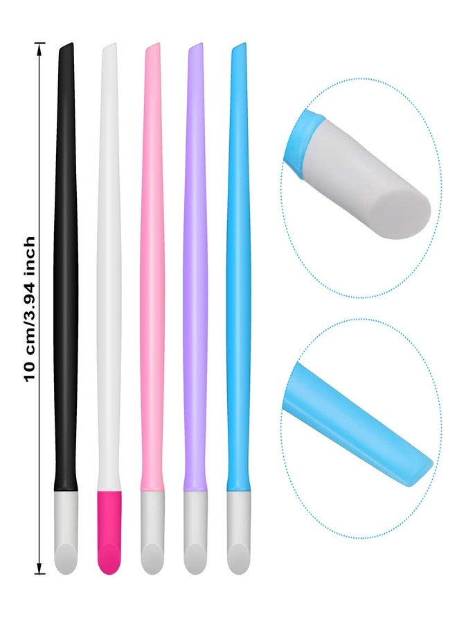 Yaomiao 100 Pcs Rubber Tip Nail Cuticle Pusher Bulk Tipped Plastic Handle Art Tool Assorted Color Nail Cleaner Stick for Men and Women Party Christmas Giving Birthday Gift - Image 2