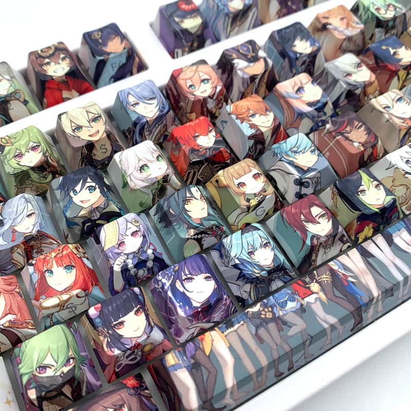 Hokeyio 132 Keys Genshin Impact Collection Many Character PBT DYE SUB Keycaps Set for ANSI 61 64 68 71 80 82 84 87 98 100 104 108 Keys Mechanical Keyboard OEM Profile Only KeyCaps - Image 1
