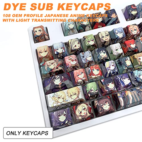 Hokeyio 132 Keys Genshin Impact Collection Many Character PBT DYE SUB Keycaps Set for ANSI 61 64 68 71 80 82 84 87 98 100 104 108 Keys Mechanical Keyboard OEM Profile Only KeyCaps - Image 2