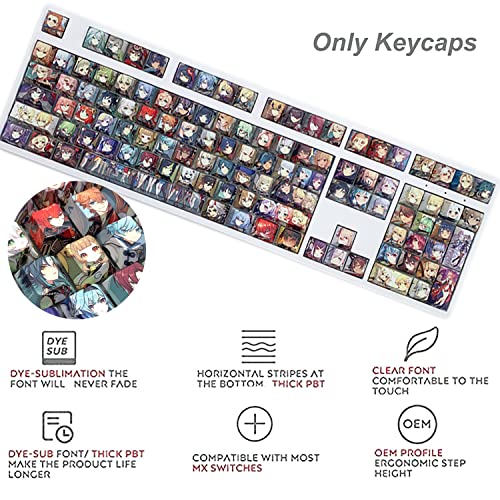 Hokeyio 132 Keys Genshin Impact Collection Many Character PBT DYE SUB Keycaps Set for ANSI 61 64 68 71 80 82 84 87 98 100 104 108 Keys Mechanical Keyboard OEM Profile Only KeyCaps - Image 4