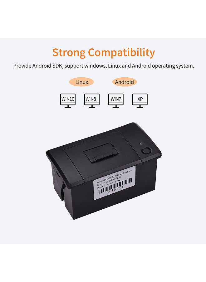 Embedded Thermal Receipt Printer 58MM Mini Printing Module Low Noise with USB/RS232/TTL Serial Port Support ESC/POS Commands for Weighing Apparatus Cash Register Self-Service Terminal